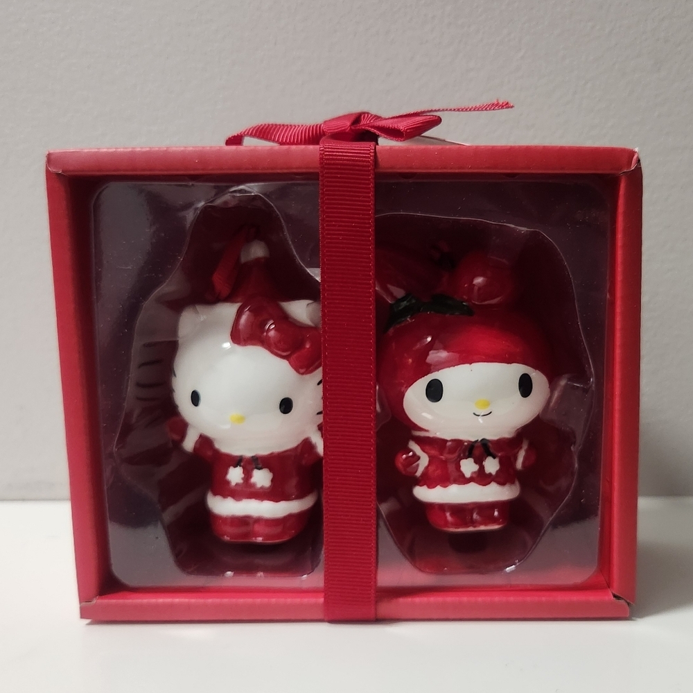 New Hello Kitty & My Melody X Blue Sky Clayworks Christmas Ceramic Ornaments Set